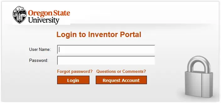 Login screen with username and password fields and Request Account button.