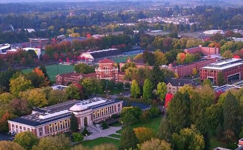 Aerial view of Oregon State University campus.
